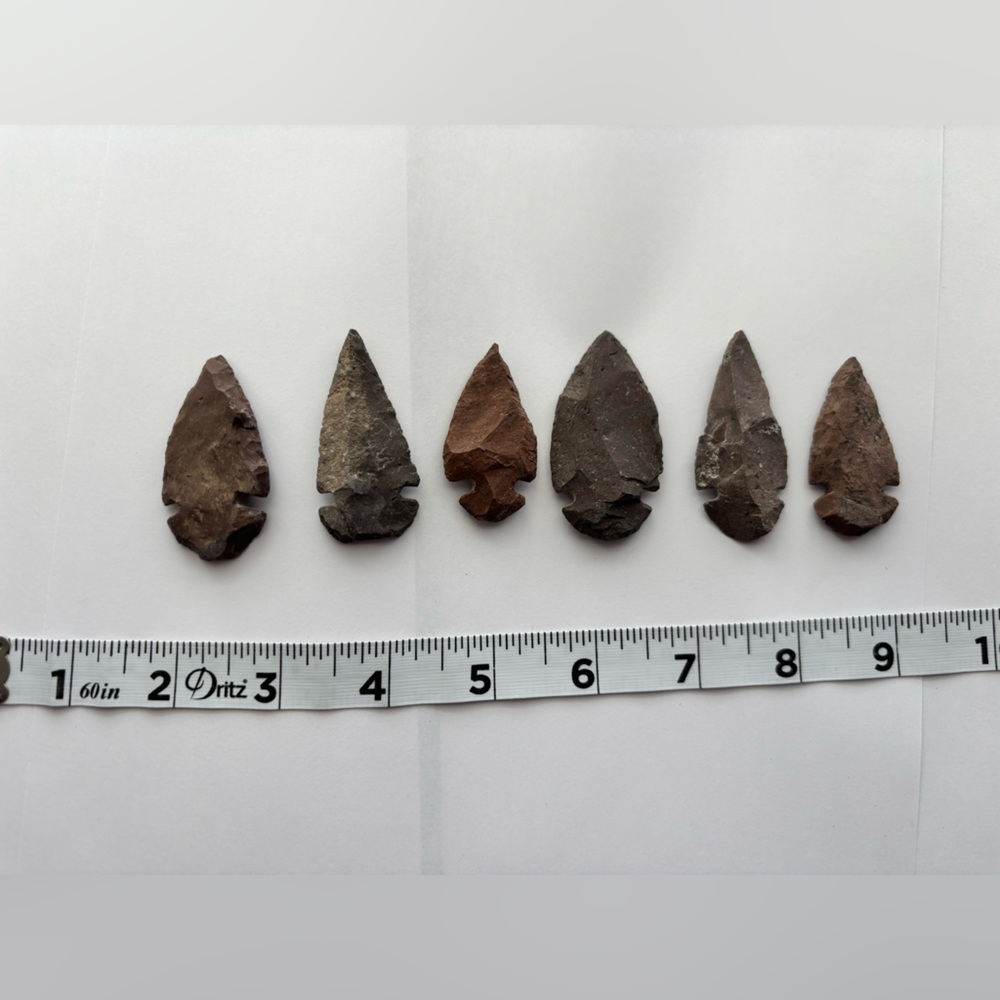 Set of Six Stone Arrowheads